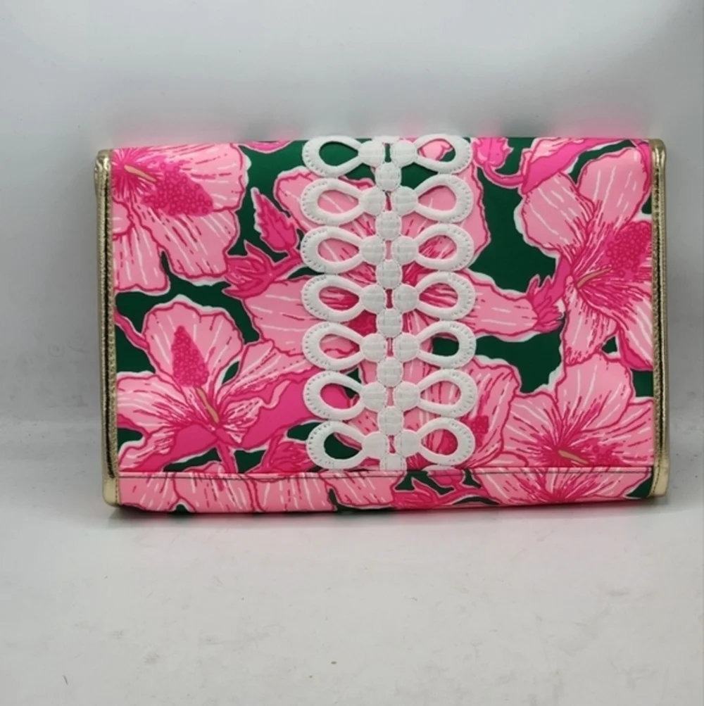 Lilly Pulitzer GWP Envelope Pouch Kelly Green Hibis Kiss